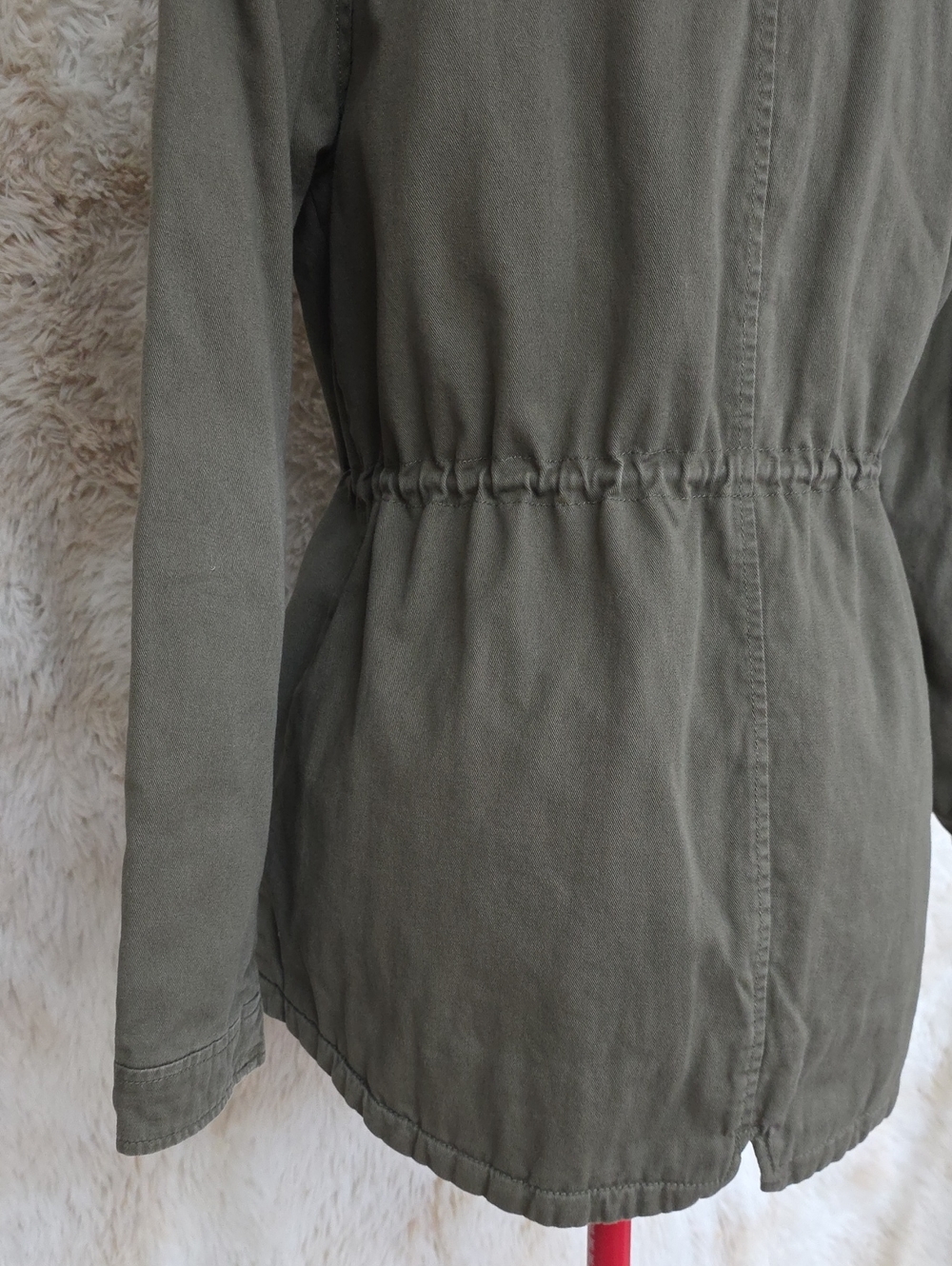 Collection New York Olive Green Sherpa Lined Hooded Utility Jacket Women's Large - Picture 10 of 16